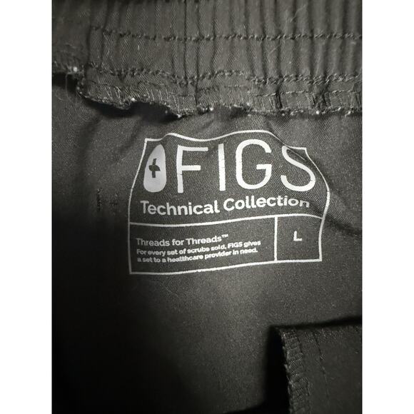 Figs Black Scrub Pants Women’s Large Technical Collection Straight Leg Logo Leg - Picture 4 of 6